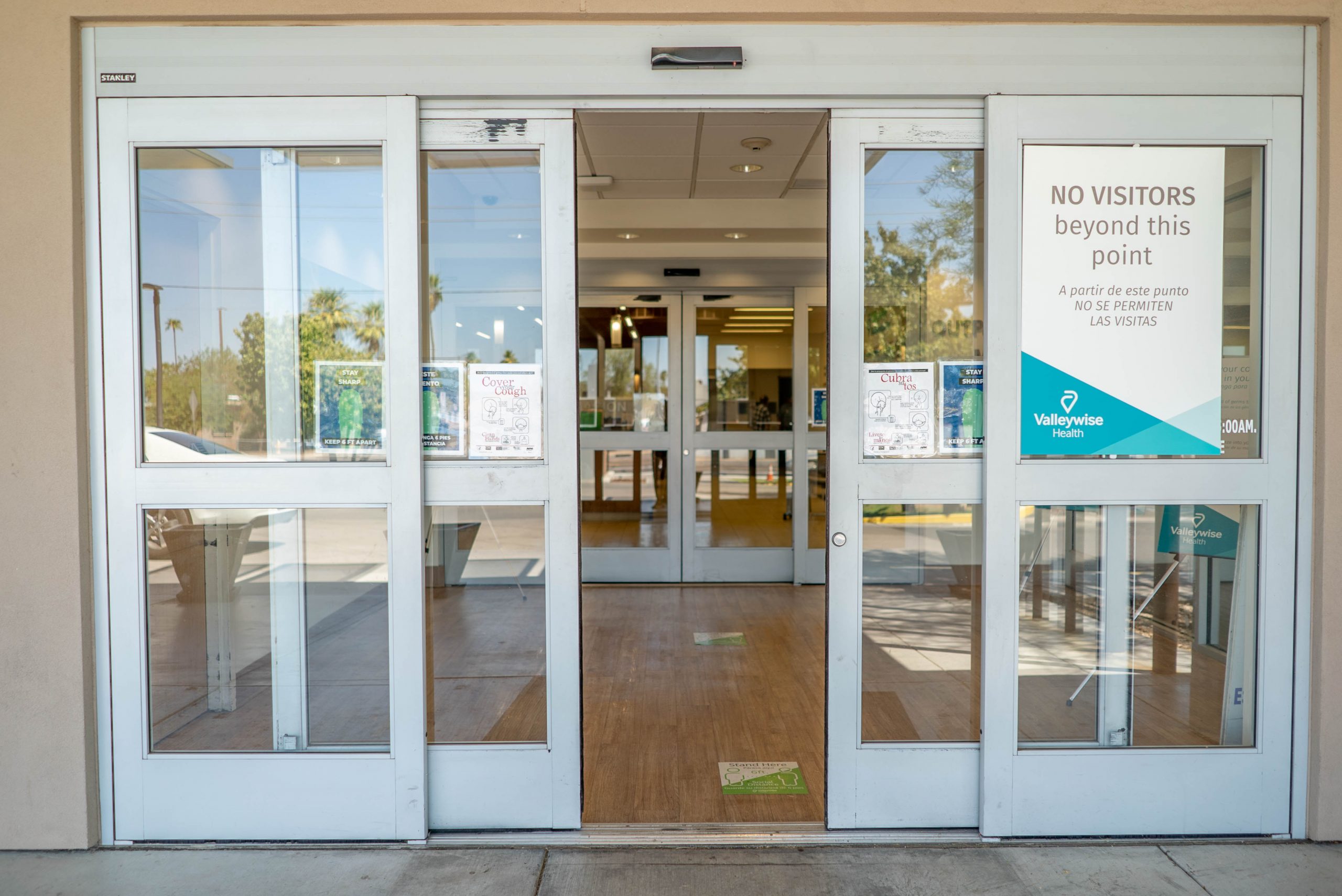 Valleywise Health Center front entrance automatic doors