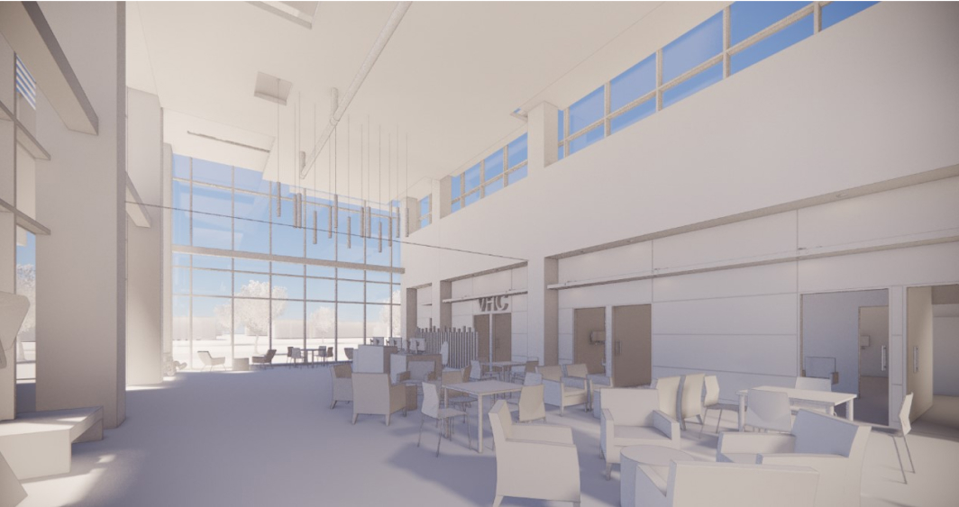 render of inside lobby of valleywise health center